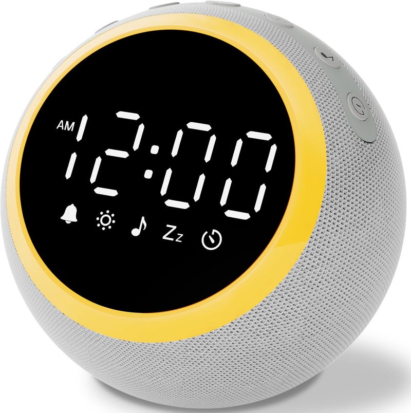 Rohent Sound Machine Alarm Clock for Sleep: Digital Alarm Clocks for Bedrooms, 25 Soothing Sounds, 7 Gentle Wake-up Sounds, 16 Adjustable Volume & Timer, Memory Function (Gray) - Image 1